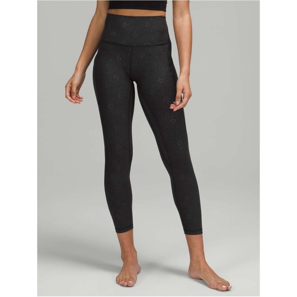 lululemon athletica Pants - Lululemon Align HR Pant 25" Pockets Yoga Emboss Black Size 14